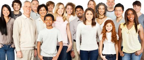 community group mixed group of happy, diverse people